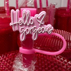 Pink Hello Gorgeous Straw cover topper